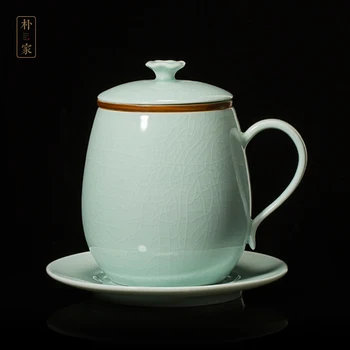 |Ruzhou Ru forno office xícara de chá cerâmica copo com tampa de filtragem de Kung Fu de chá de cerveja copo de grande capacidade Ru porcelana